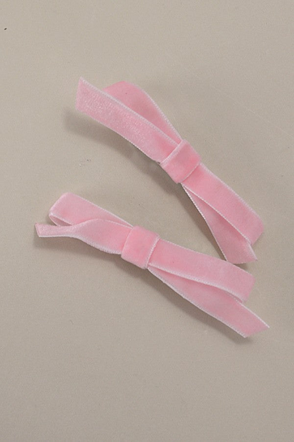 VELVET RIBBON BOW HAIR CLIPS PAIR 2PC SET | 40H745 – JOSSLYN