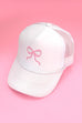 EMBROIDERY RIBBON BOW TRUCKER HAT CAP | 40HW718