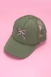 EMBROIDERY RIBBON BOW TRUCKER HAT CAP | 40HW718