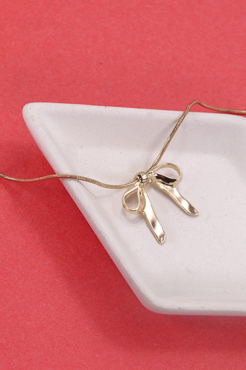 BOW RIBBON SNAKE CHAIN NECKLACE | 31N24005