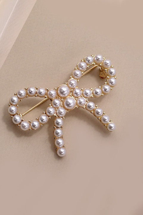 CLASSIC BOW RIBBON PEARL BROOCH | 31BR4002