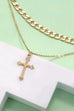 DOUBLE LAYER CROSS CHARM PENDANT NECKLACE | 80N492