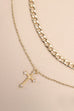 DOUBLE LAYER CROSS CHARM PENDANT NECKLACE | 80N492