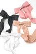 SCALLOPED TRIM SATIN BOW RIBBON HAIR CLIPS | 40H753