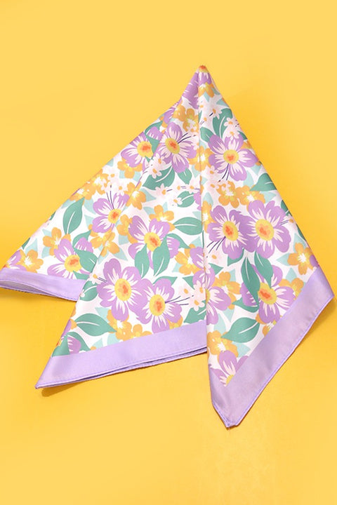 TROPICAL FLOWER PRINT SILKY FEEL BANDANA SCARF | 40SC618