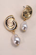 SUMMER GOLD SEASHELLL PEARL DROP EARRINGS | 80E3053