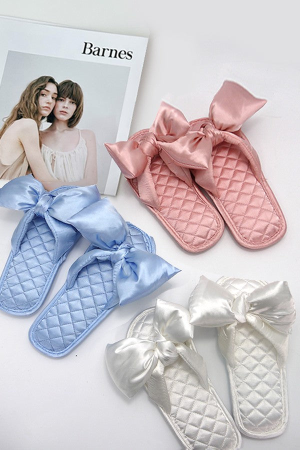 SOFT SATIN BOW SLIPPER SHOES 40SP015 JOSSLYN COMPANY