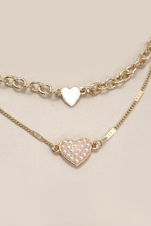 DOUBLE LAYER HEART NECKLACE | 80N547