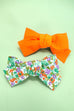 FLORAL SOLID BOW RIBBON HAIR CLIPS 2PC SET | 40H779