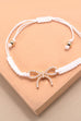 ADJUSTABLE ROPE BAND PEARL HEART BOW BRACELET | 80B161