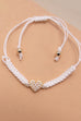 ADJUSTABLE ROPE BAND PEARL HEART BOW BRACELET | 80B161