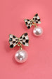 CHECKER BOW PEARL DROP EARRINGS | 80E3250