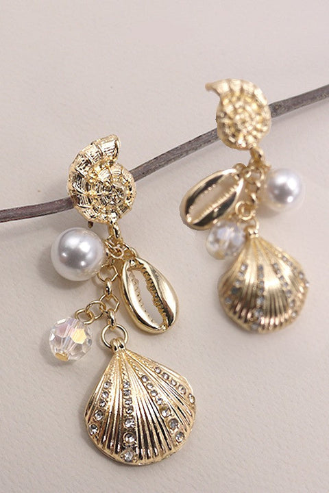 PUKA PEARL SEASHELL DROP EARRINGS | 80E3453