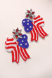 4TH OF JULY SEEDBEAD BOW FLAG DROP EARRINGS | 91E084237