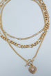 MULTI LAYER LINK CHAIN TOGGLE HEART CHAIN NECKLACE | 25N884