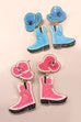 WESTERN COWGIRL STONE BOOT HAT EARRINGS | 40E298