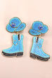 WESTERN COWGIRL STONE BOOT HAT EARRINGS | 40E298