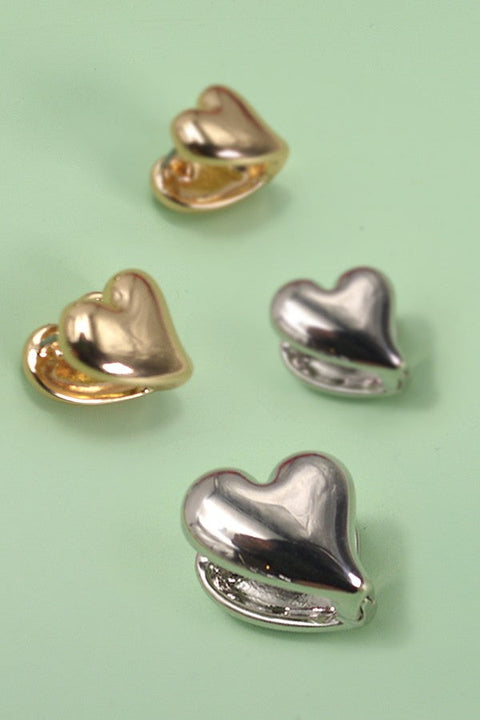 DOUBLE SIDED HIGH POLISHED HEART EAR HUGGIE | 10E40329032