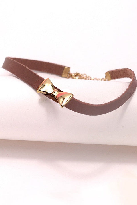 CLASSIC BOW FAUX LEATHER CHOKER NECKLACE | 31N24061