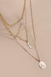 MULTI LAYER CROSS OVAL CHARM NECKLACE | 25N851