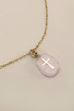 ROSE QUARTZ STAINLESS STEEL CROSS NECKLACE | 40NK317