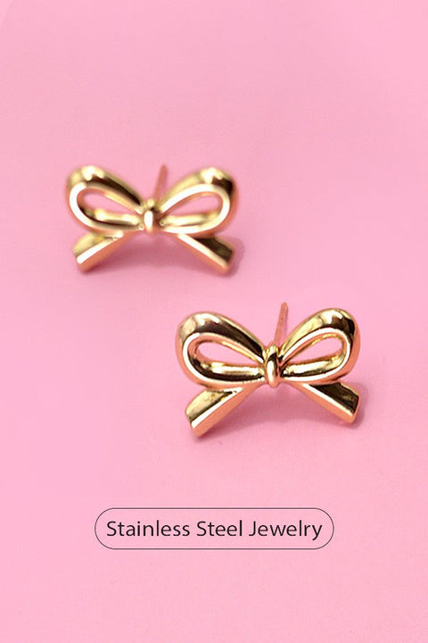 18K STAINLESS STEEL TARNISH FREE BOW STUD EARRINGS | 40E303