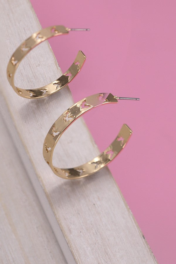 BUTTERFLY CUTOUT HOOP EARRINGS | 31E24606