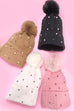 SEQUIN FAUX FUR POM POM BEANIE HAT | 40BN910