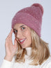 SEQUIN FAUX FUR POM POM BEANIE HAT | 40BN911