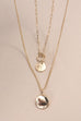 DOUBLE LAYER CIRCLE DROP PENDANT NECKLACE | 80N795