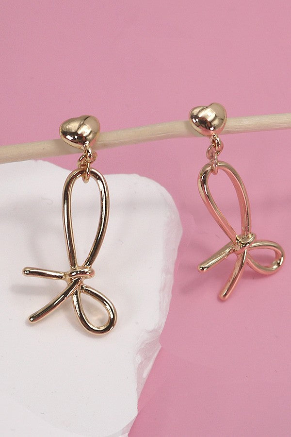 HEART BOW DROP EARRINGS | 80E3871