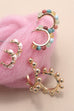 PEARL NATURAL BEAD BALL STUD TRIO HOOP EARRINGS | 80E3837