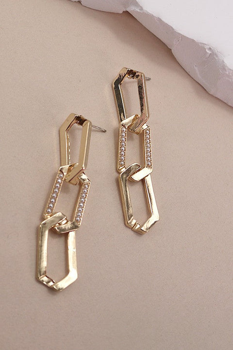 PEARL EMBELLISHED LINK DROP EARRINGS | 31E24712