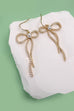 PEARL EMBELLISHED BOW DROP EARRINGS | 31E24741