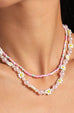 DOUBLE LAYER PEARL BEADED FLOWER NECKLACE | 40NK324