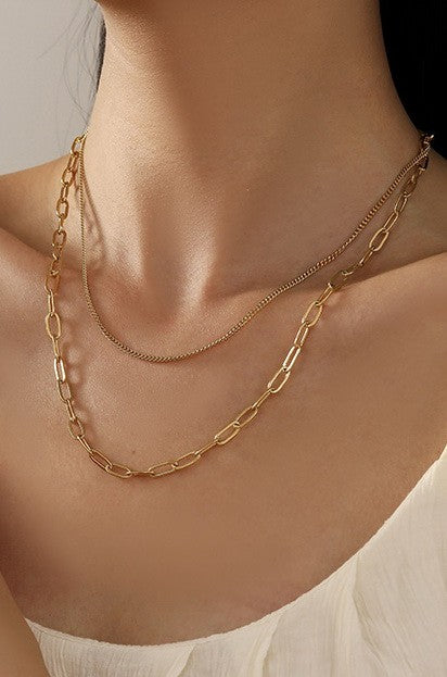 TITANIUM  STEEL NON-TARNISH LAYERED CHAIN NECKLACE | 40NK331