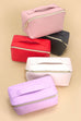 FAUX LEATHER OPEN FLAT COSMETIC MAKEUP POUCH BAG | 40P534