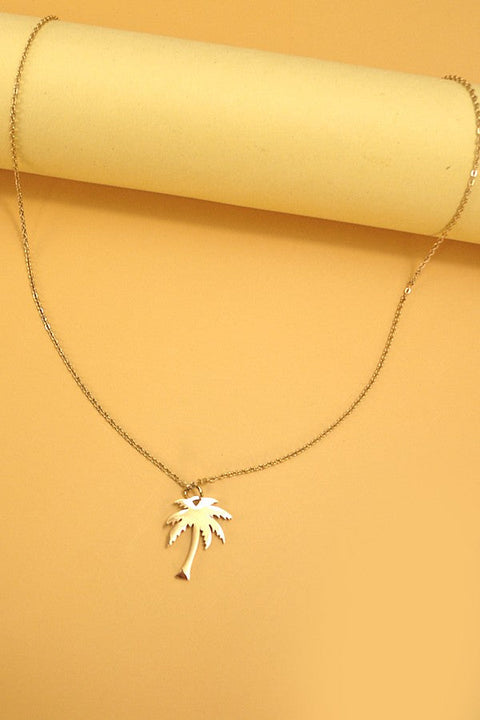 TITANIUM  STEEL NON-TARNISH PALM TREE NECKLACE | 40NK336