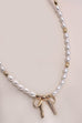 BOW RIBBON PEARL GOLD MIX CHAIN NECKLACE | 31N24093