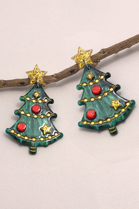 STAR GLITTER CHRISTMAS TREE HOLIDAY EARRINGS | 80E3777