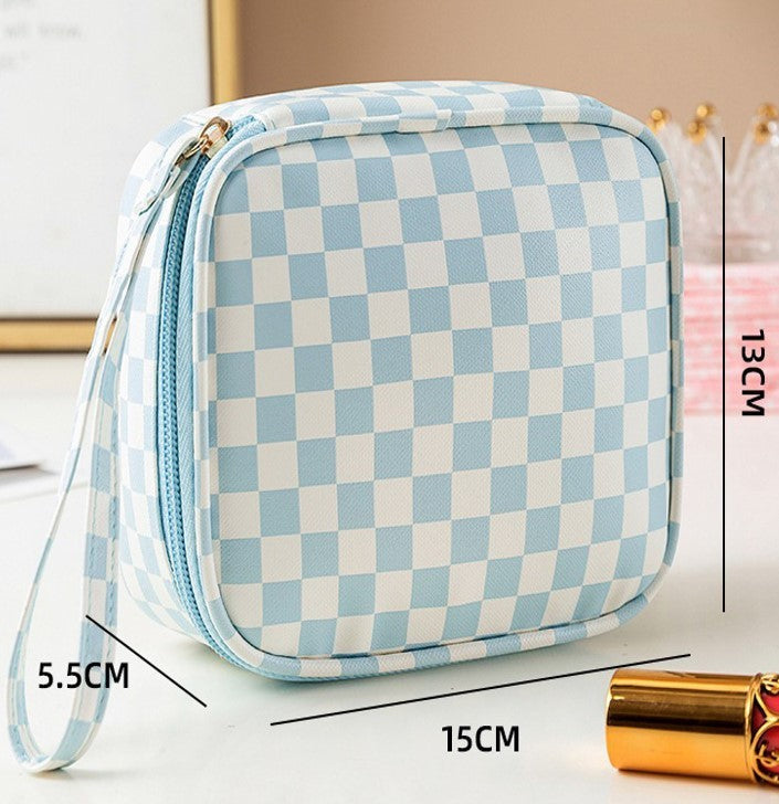 checkered travel makeup bag CHECKER COSMETIC MAKEUP TRAVEL POUCH BAG
