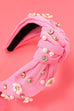 KNOTTED DAISY FLOWER PEARL HEADBAND HAIR BAND | 40HB157