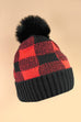 CHECKER SOFT PLUSH FAUX FUR POM POM BEANIE HAT | 40BN915