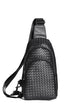 BRAIDED WEAVE VEGAN SLING CROSSBODY STADIUM BAG | 40P542