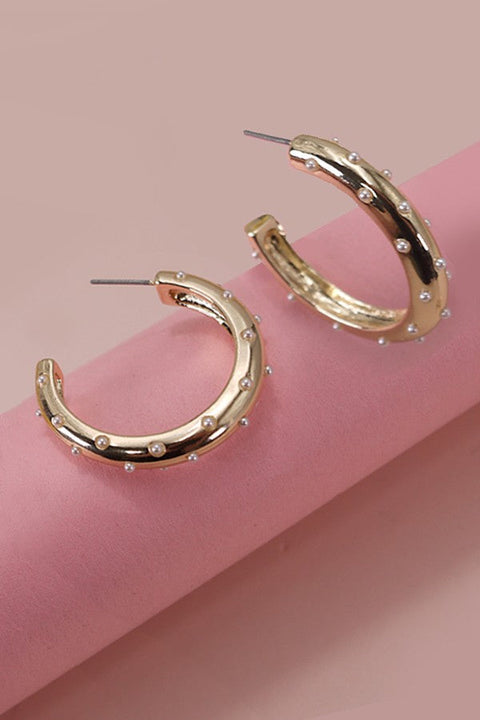 PEARL STUDDED HOOP EARRINGS | 31E24888