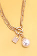 PEARL LOCK CHARM DOUBLE LAYER TOGGLE NECKLACE | 31N24104