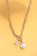 PEARL LOCK CHARM DOUBLE LAYER TOGGLE NECKLACE | 31N24104