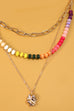 DOUBLE LAYER MULTI BEADED BEAN CHARM NECKLACE | 80N972