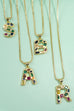 INITIAL MULTI COLOR RHINESTONE NECKLACE | 80N952