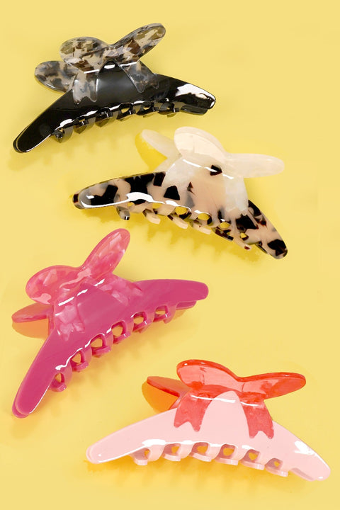 TWO TONE BOW RIBBON HAIR CLAW CLIPS | 40H822